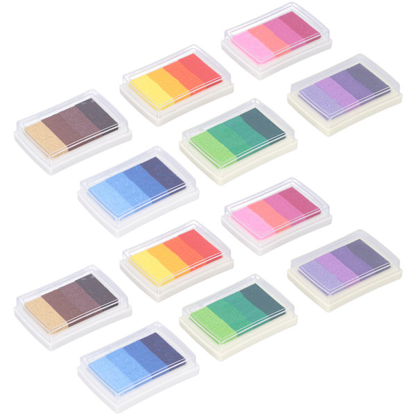 12 st 4 Färger Gradient Stämpeldyna Set Färgglada DIY Hantverkskort Presenttillverkning Stämpeldynor