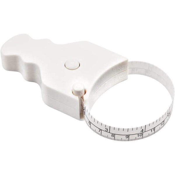 Vartalon mittanauha (valkoinen) - 150 cm (60"), yhdellä kädellä, kompakti ergonominen muotoilu - kehon mitat painonpudotusta ja lihasten lisäämistä varten