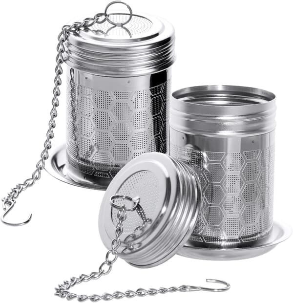 2 st teinfuser, tekulfilter, tefilter för kopp, teinfuser med fint hål, lock och droppbricka för mugg, kopp, tekanna, glas