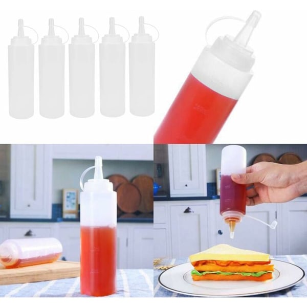 Plastflaska sås dispenser kryddor ketchup 8 oz 5 st, HANBING