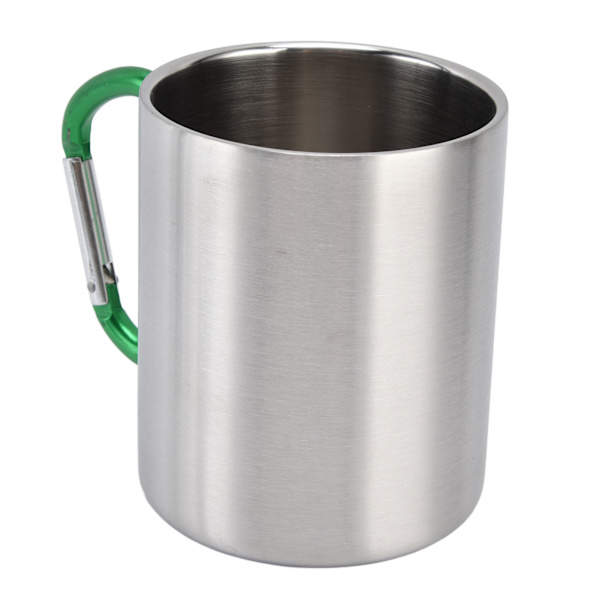 Rostfritt stålmugg 360ml dubbelvägg bekvämt handtag blank yta Utsökt hållbar rostfritt stål kaffemugg Grönt handtag