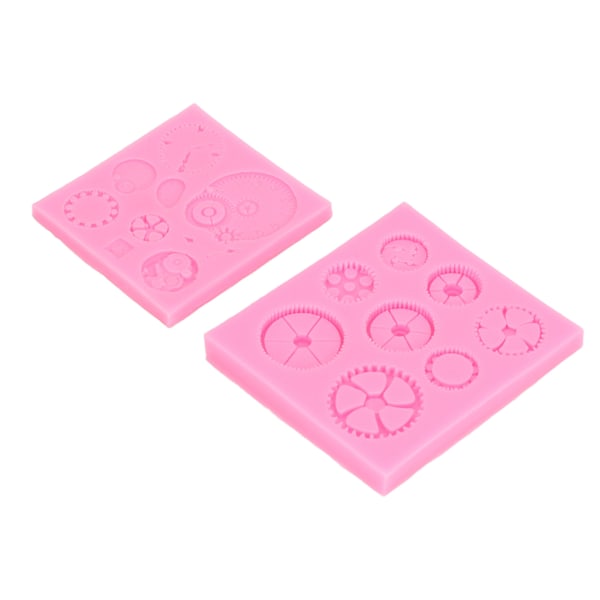 2 stk Gears Kage Silikonform Punk Style Højtemperaturbestandig Klok Kugger Fondantform til DIY Dessert Chokolade