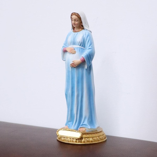 Gravid Jomfru Maria Statue Dekoration Guds Moder Håndlavet Religiøs No A