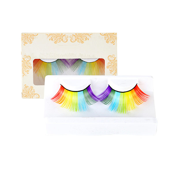 Rainbow lösögonfransar Överdrivna lösögonfransar Extension Party Scen Cosplay tillbehör