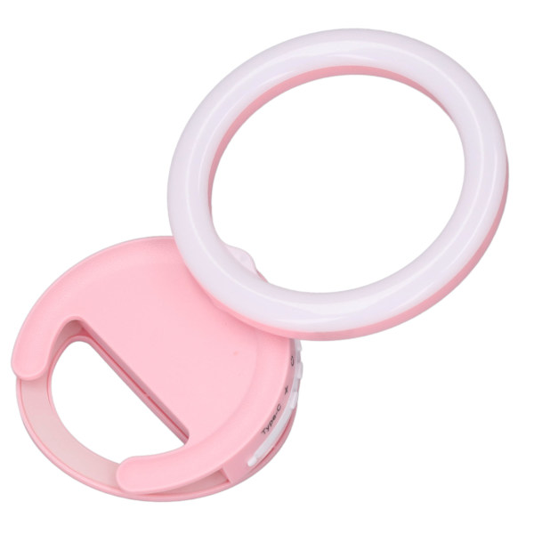 Clip On Ringlys til telefon 180 graders rotation 3 farver LED Selfie Ringlys til telefon Tablets Bærbare computere Rosa
