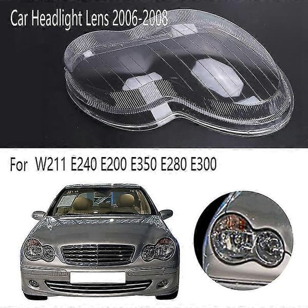 Bilfrontlyktlinse Glass Lampeskjerm Tåkelysdeksel Frontlysdeksel for Mercedes W211 E240 E200 E350 läpinäkyvä