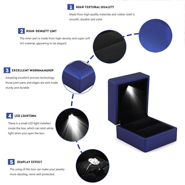 LED-ringbox Upplyst ringbox för äktenskapsförslag Ringbox med LED-interiörbelysning för förlovningsbröllop
