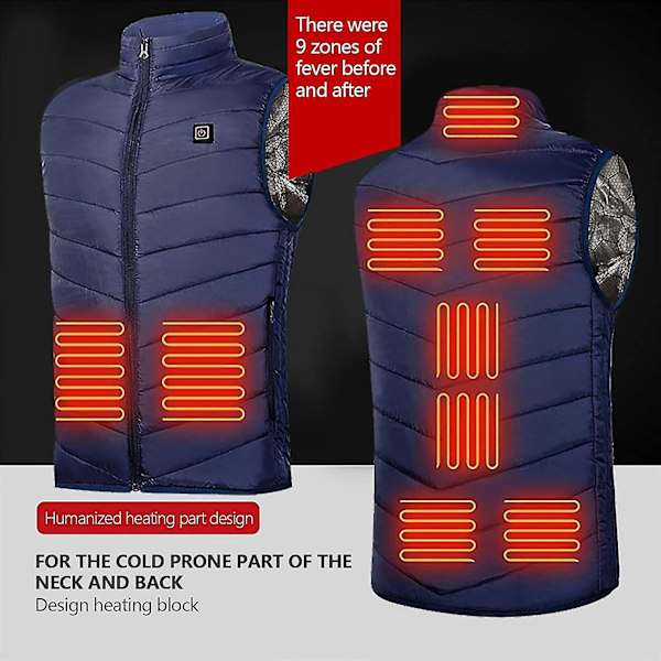 Opvarmet Slim Fit Vest til Mænd og Kvinder - 5X-Large Blå Marine Udendørs Vandretøj