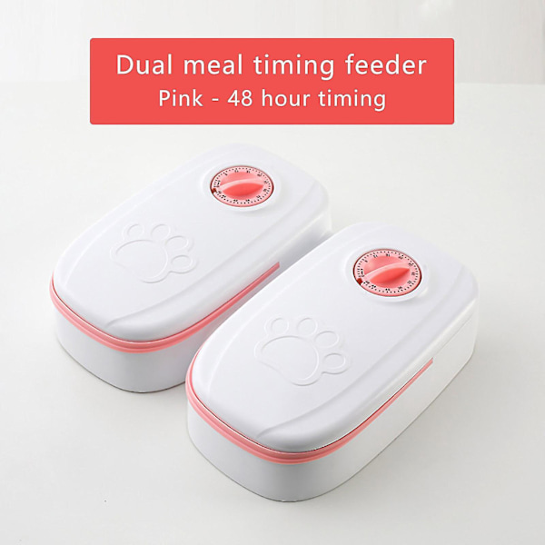 Automatisk husdjursmatare med timer för torrfoder eller halvtorrfoder - 48 timmars timer, rosa