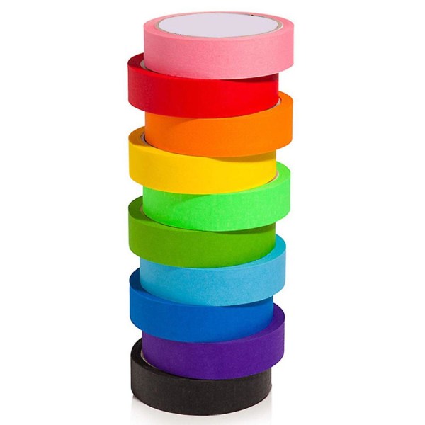 10 st fargead maskeringstejp Rainbow Color Easy Tear Heminredning (10 farger)