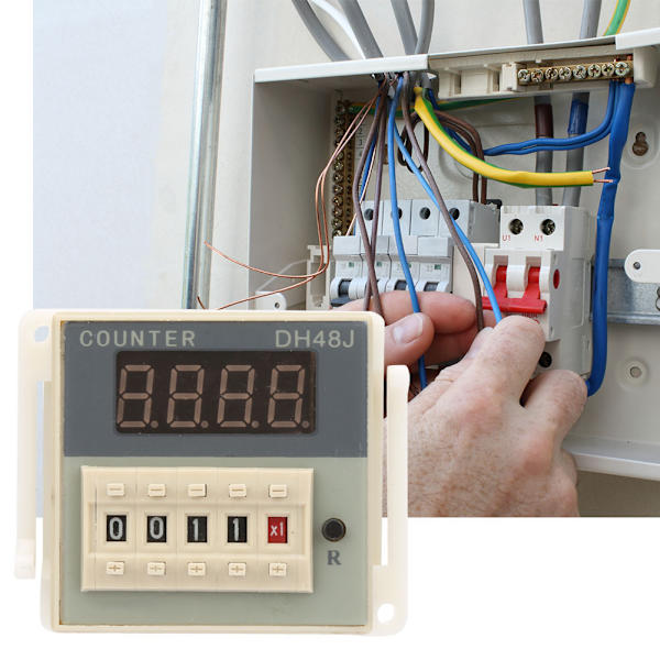 O111ROM DH48J-8 LCD digital elektronisk räknare 8 stifts fördröjningstidsrelä 0-999900(12VAC/DC)