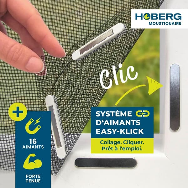 Innovative Magnetic Fastener Compatible with Mosquito Nets, Max Dimensions 150 x 130 cm, with 12 Magnets [Anthracite] light black