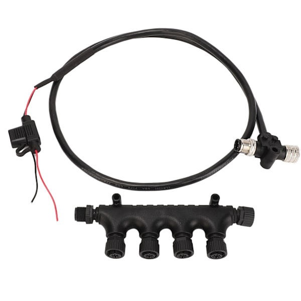 NMEA2000-kaapeli 4-porttisella T-liittimellä 3A sulake 5-nastainen M12-kierre 1m pitkä IP67 vedenkestävä Lowrance-verkolle
