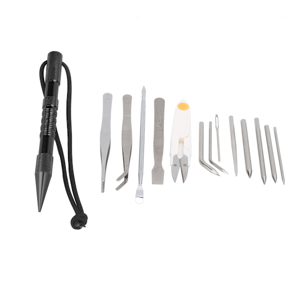 14 st/set Paracord nålar Stickverktyg Paracord stickning nålar Set Armband DIY Kit Svart 14-delat set