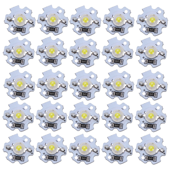 25 stk 5V LED-chips 200LM 1W Højtydende LED-lamper til DIY-belysningsarmaturer Ren hvid 6000-6500K