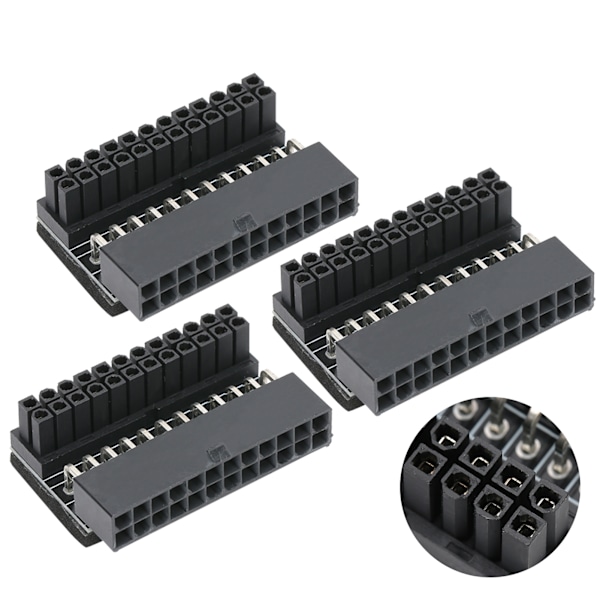 3 kpl Emolevyn Virtasovitin 24Pin - 90 Asteen Liitin DIY Asennustarvikkeet