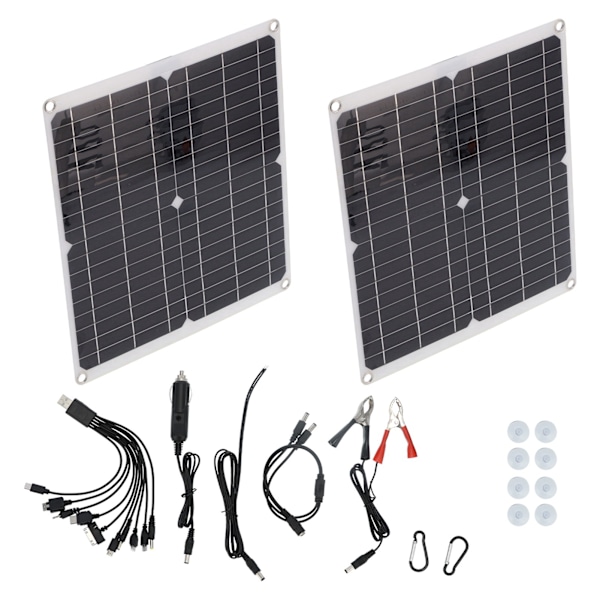 25Wx2 solpanelsett 20V solcellepanel Nødlader for utendørsreiser og camping