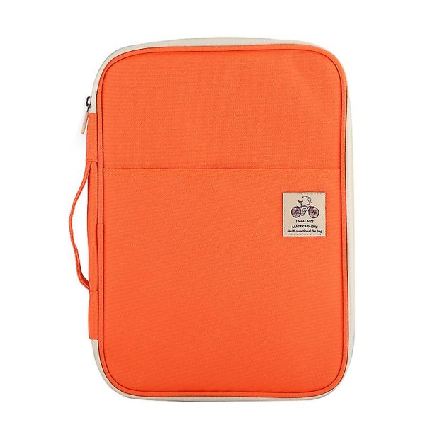 Multifunktionel Portfolio Travel File Organizer Business Vandtæt A4 dokumenttaske med lynlås orange