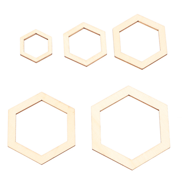 205 st hexagonala träutskärningar 5 storlekar Lätt hållbar Luktfri tomma träbitar för dekoration DIY Craft