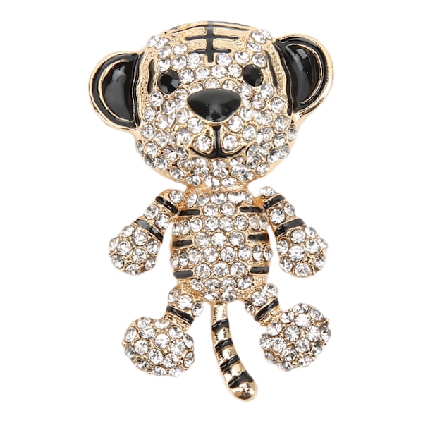 Rhinestone-broche Sød tigerform Mode-elegante broche til kvinder Tøj Dekoration Gave Guld