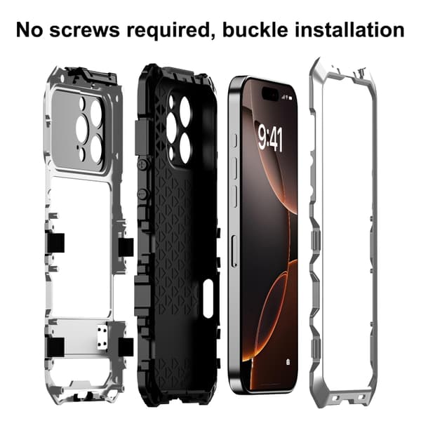 Kompatibel med iPhone 16 Pro Max-deksel - Vanntett, støvtett og støtsikkert mobildeksel Silver