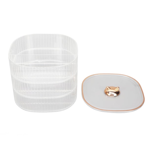 Smykkeskrin 3 Lag Stabelbar Elegant Gennemsigtig Pladsbesparende Smykkeholder til Kosmetik Nøgler Snacks