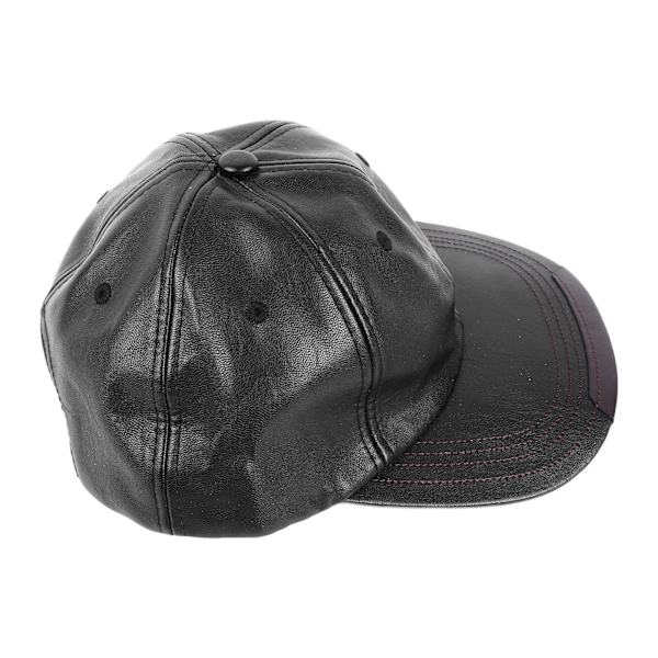 Baseballhatt i svart med ørebeskyttelse - varm, komfortabel, justerbar, casual, stilig, vanntett lærhatt for eldre