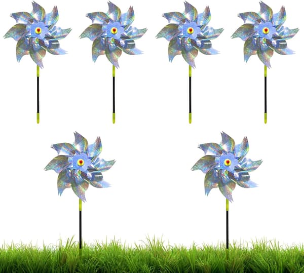 Reflekterende fugleafskrækkende vindmølle dueafskrækkende med pinde havevindspinder glitrende