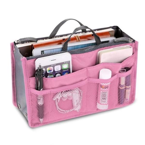 Kvinder Multifunktionel Makeup Taske Forskellige Lommer Stor Kosmetisk Taske Organizer til Rejser Rosa