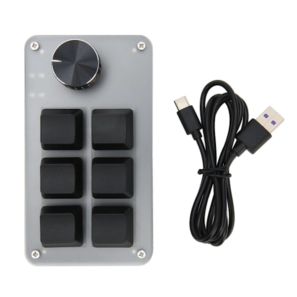 6-knapps minitastatur med ratt RGB Blå brytere Trådløs Plug and Play DIY Programmerbar mekanisk tastatur med én hånd