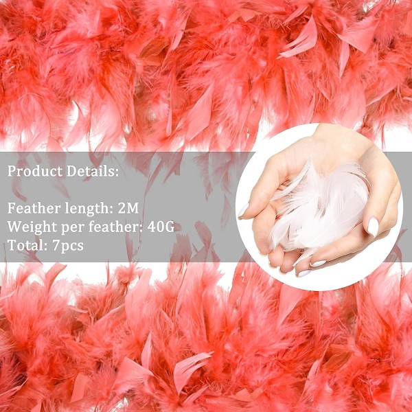 7 stk Feather Boa Til Kvinder Multicolor Feather Boa Til Håndværk Festartikler Piger Dress Up Kostume (2m pr. farve)