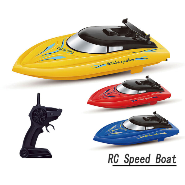 RC-båd til voksne børn 10 km/t højhastigheds 2-kanals fjernbetjeningsbåde til svømmebassiner Racerbåd, model: gul