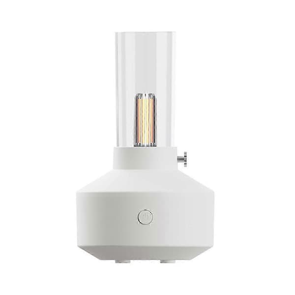 Retro LED-natlampe med luftfugter og æterisk oliediffusor, 150 ml, 5-8 timer, kompatibel med soveværelse Hvit