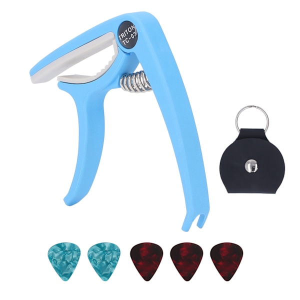 Elgitarr Capo ABS Quick Release Ukulele Gitarr Capo Set med 5 st gitarrval för Mandolin Banjo Blue