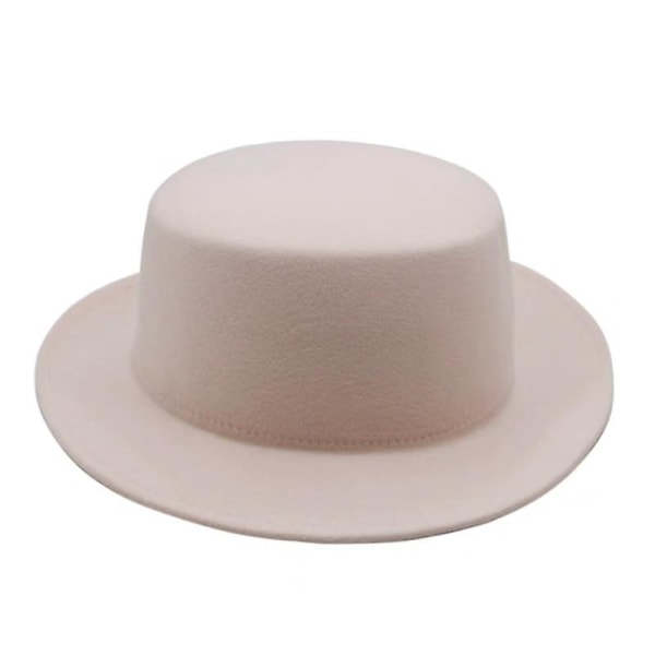 Flat Top Hat Tyttöjen hatut naisille Yksivärinen jäljitelmä Villainen Jazz- cap Tyylikäs brittiläinen leveälierinen naisten lippalakit Bowler-hatut beige 56 58CM