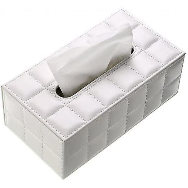 Pu Leather Household Office rektangulært silkepapirholder Box Cover Case White