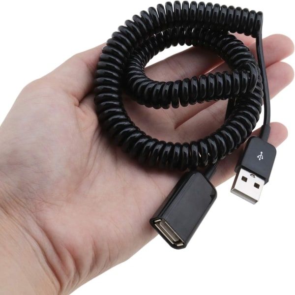 USB 2.0 hane till hona spiraladapterkabel 3M för datasynkroniseringsladdning