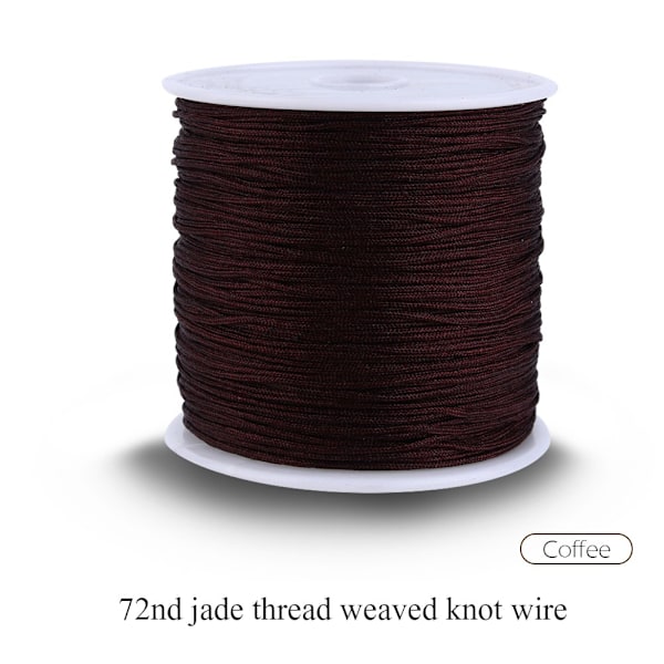 100M x 0,8 mm Nylon Kinesisk Knude Snøre Rattail Makrame Shamballa Trådstreng Kaffe