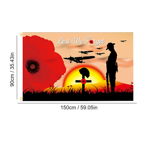 90 x 150 cm Remembrance Day Banner Flagga för Hus Utomhus Flagga Enkellager Polyester Banner