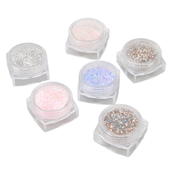 6 bokser Nail Sugar Powder DIY Glitter Nail Art Ullpulver for fingernegler tånegler