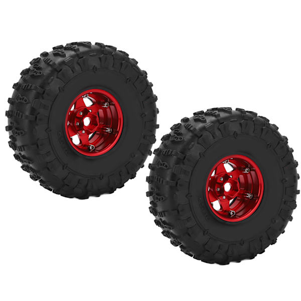 2 stk. 1,9 tommer hjulfælgssæt Metalfælge gummidækssæt til Axial SCX10 1/10 RC Crawler CarRød og Sort
