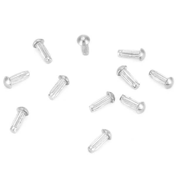 100 stk M2 rustfritt stål med rund hode, rillet skaft, massive niter, sortimentsett (M2*6)
