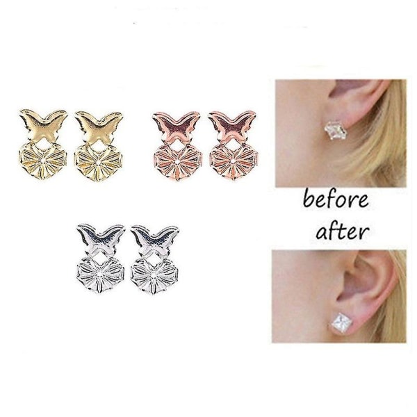 3 par örhängelyftare Örhängeryggar för hängande öron Justerbara kronörhängeryggar för tunga örhängen
