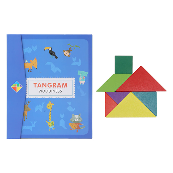 Tangram Legetøj Magnetisk Bogmærke Design Pædagogisk Geometrisk Form Puslespil Træmønster Klodser Sæt til Børn
