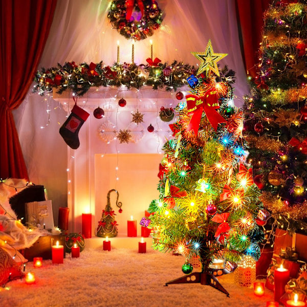 45 cm LED mini julgransprydnader Bordsskiva konstgjord julgran LED strängljus julgransdekoration