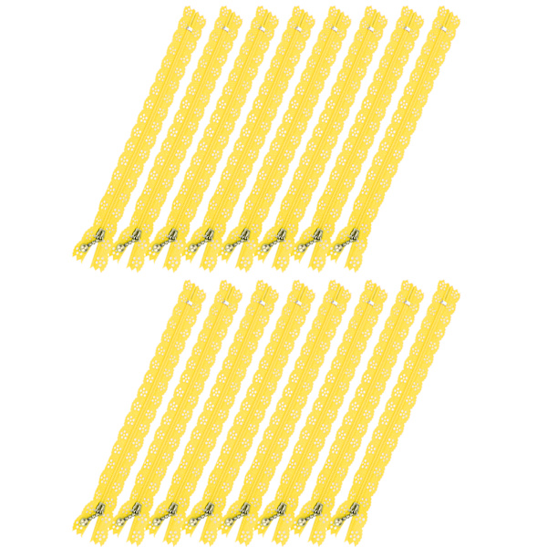 20st 20CM DIY Nylon Spets Dragkedjor Spole Blomma Dragkedja för sömnad Bröllopsklänning Hantverk Gul