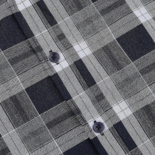 Rutiga herrskjortor med långa ärmar i blått och vitt, 3XL