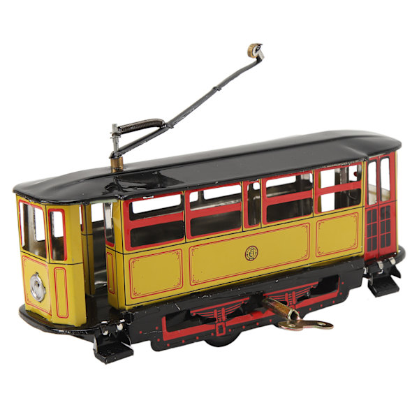 Trolley-lelu, kellokoneella, pelti, vintage, mielenkiintoinen metalli kellokoneella toimiva lelu lapsille ja aikuisille, valokuvausrekvisiitta