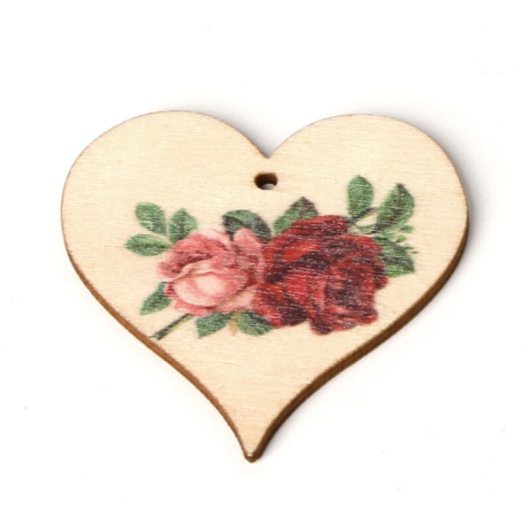 10 kpl puinen sydänriippuva laatta Tee-se-itse askartelu ruusuenkeli seinäkyltti maalaismainen puulastu häätarvikejuhlasisustus, malli: tyyppi 4