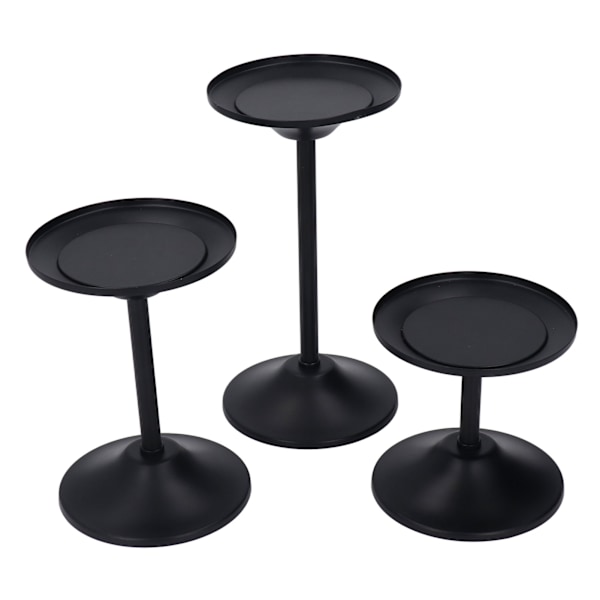 3 st Ljusstakar Set Retro Stil Enkel Modern Svart Ljusstakehållare för Restauranger Vardagsrum Fester
